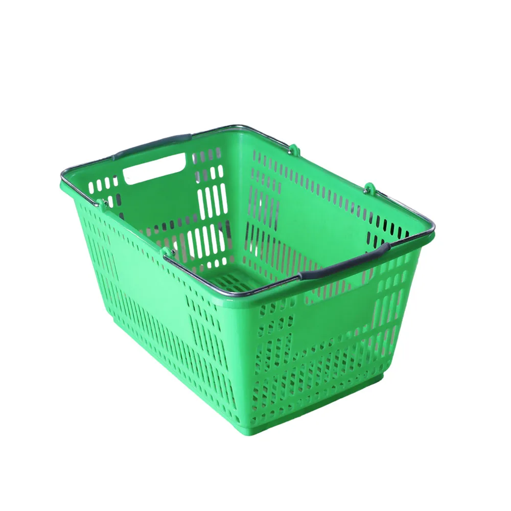 Green Basket with Metal Handle